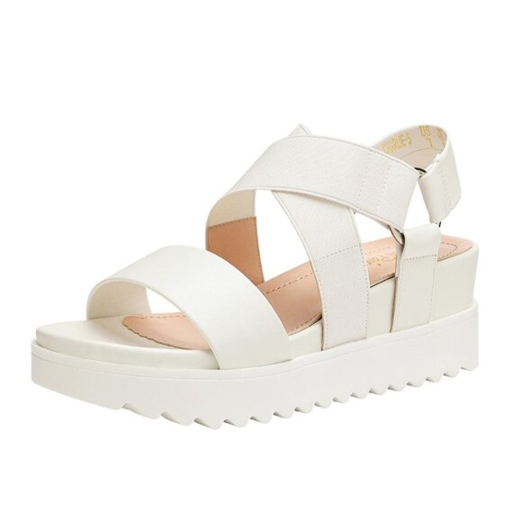 Dream Pairs Womens Platform Sandals Open Toe In White Size 9.5 - Picture 1 of 6